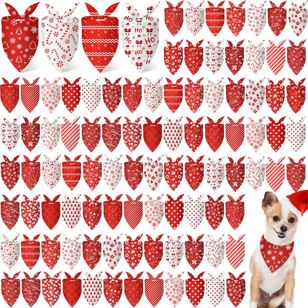 Chunful 100pcs Christmas dog bandanas with festive patterns for joyful photos