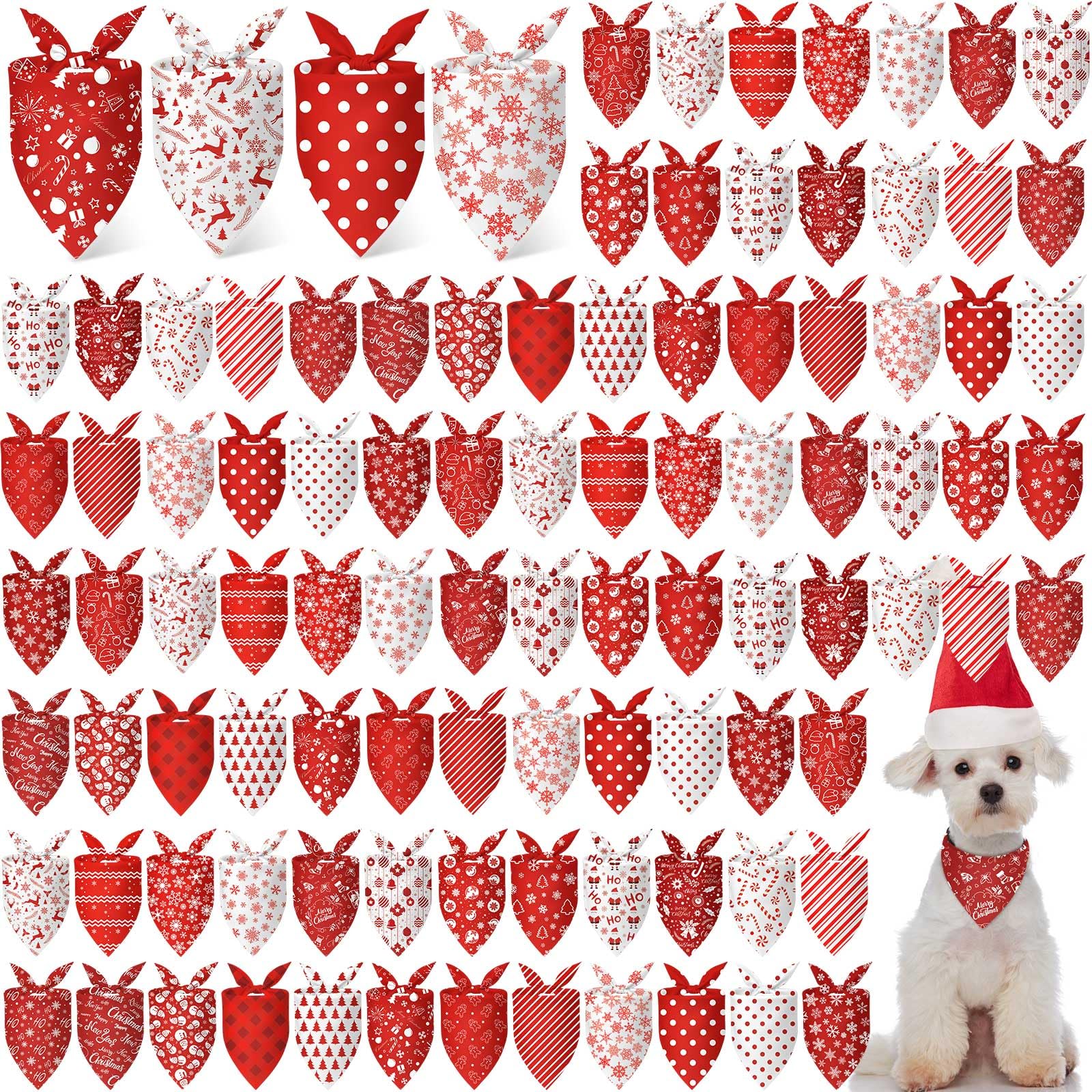 Chunful Christmas dog bandanas bulk pack shows Santa pattern for festive pet photos