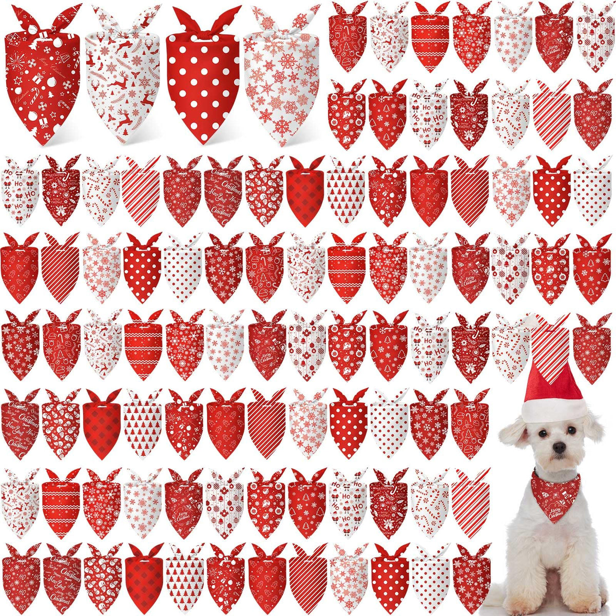 Chunful Christmas dog bandanas bulk pack shows Santa pattern for festive pet photos