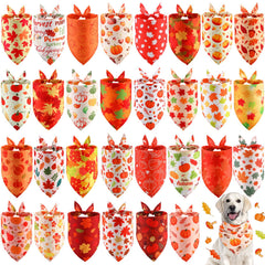 Chunful maple-leaves dog bandana for festive holiday photos.