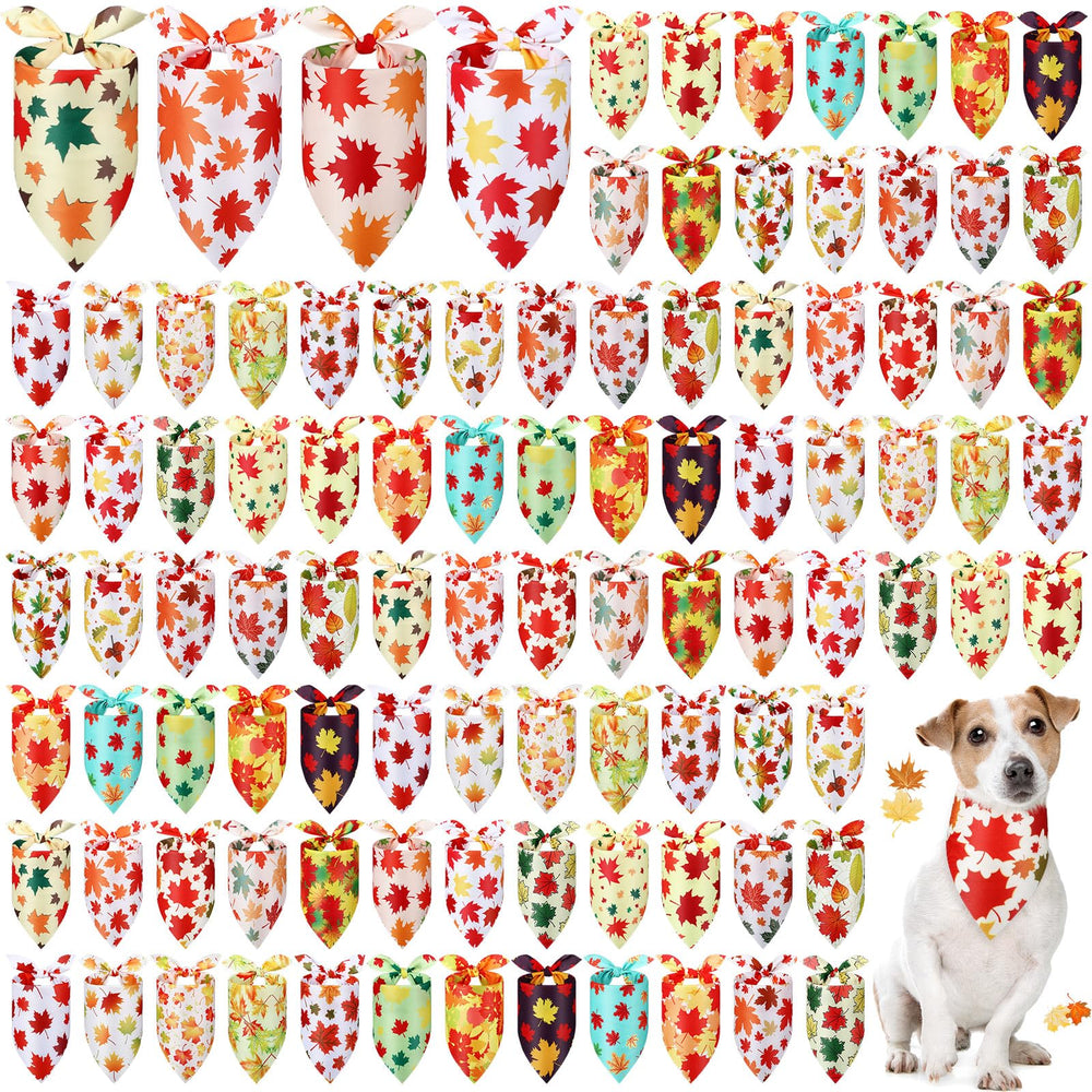 Chunful Thanksgiving bandanas bulk collection shows 100-piece set for versatile pet styling.