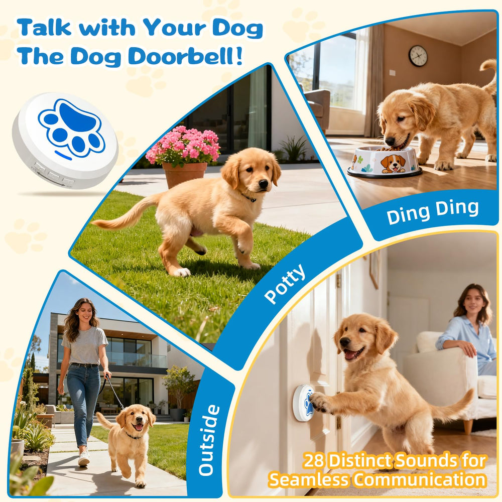 ChunHee dog door bell adhesive mount demonstrates tool-free placement on walls or doors