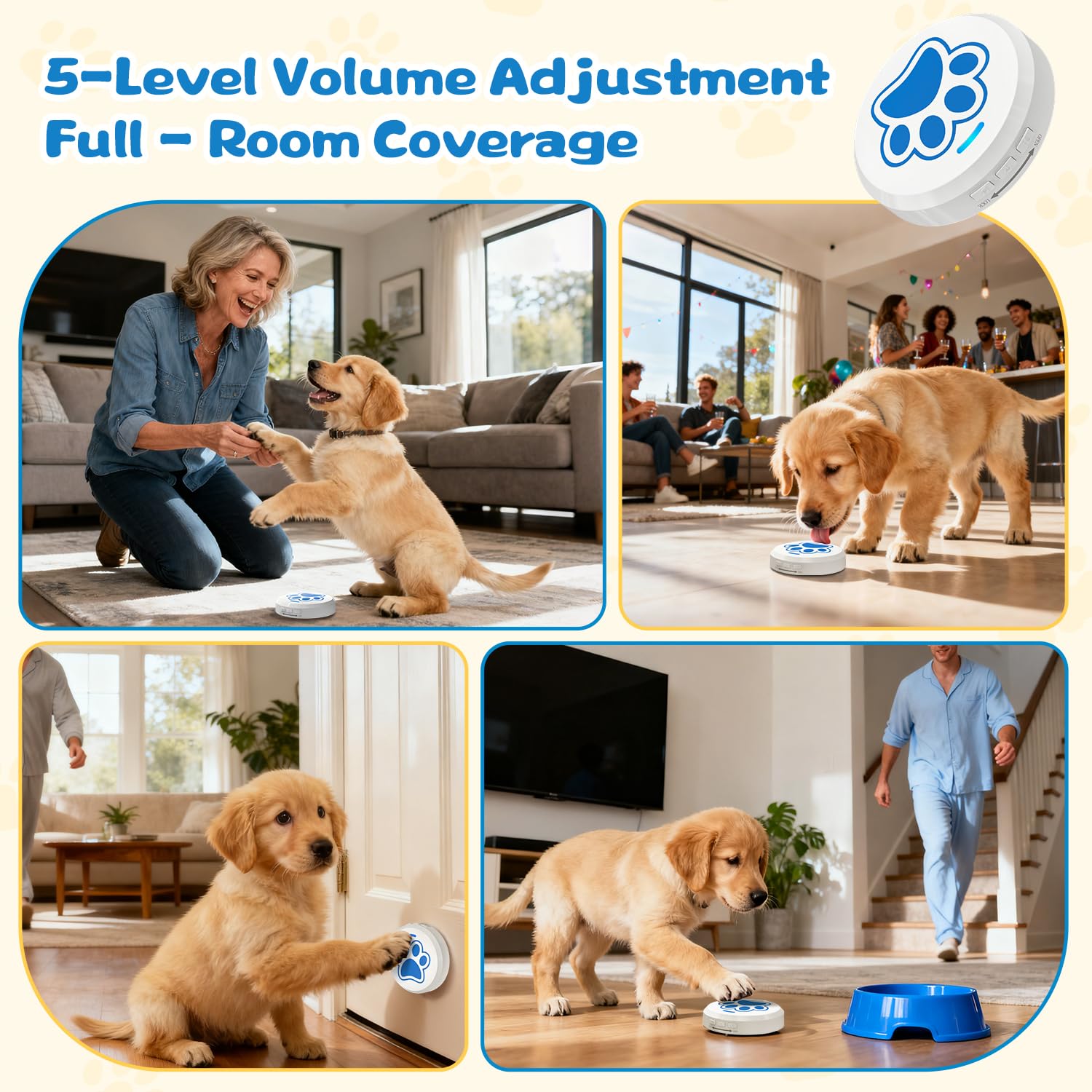 ChunHee dog door bell volume dial focuses on adjustable sound for family rooms and outdoors