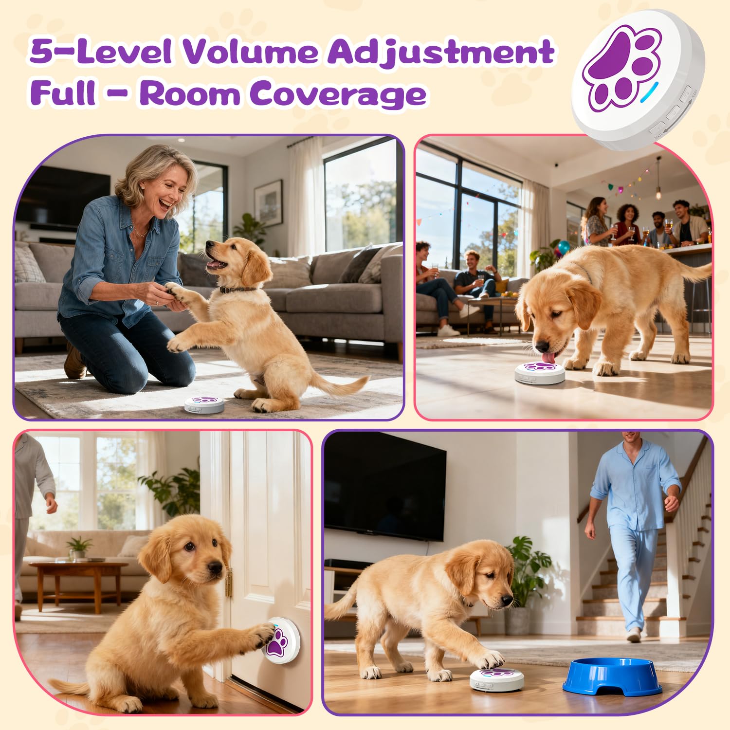 ChunHee Dog Door Bells safe design prevents pinching and ingestion risks.