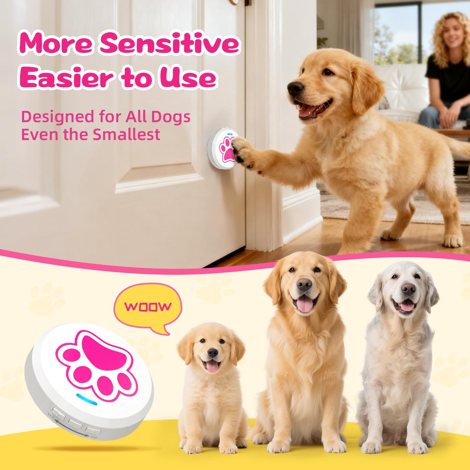 ChunHee Dog Door Bells self-adhesive stickers for renter-friendly mounting