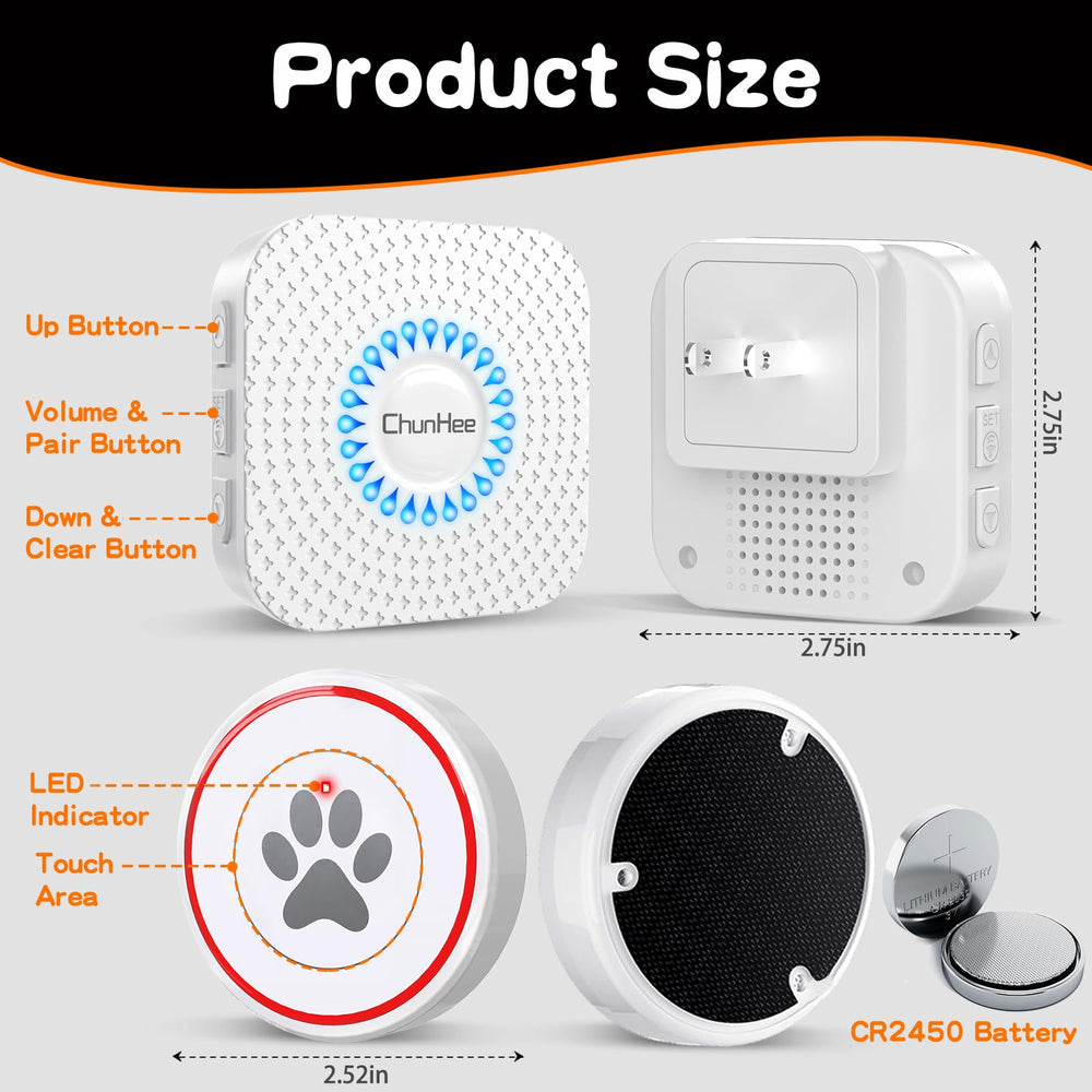 ChunHee smart dog door bell CE FCC RoHS certification underlines safety and compliance.