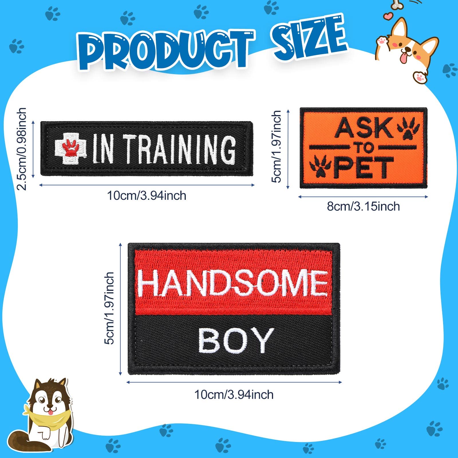 Chunyin service dog patches in varied styles for quick vest personalization.