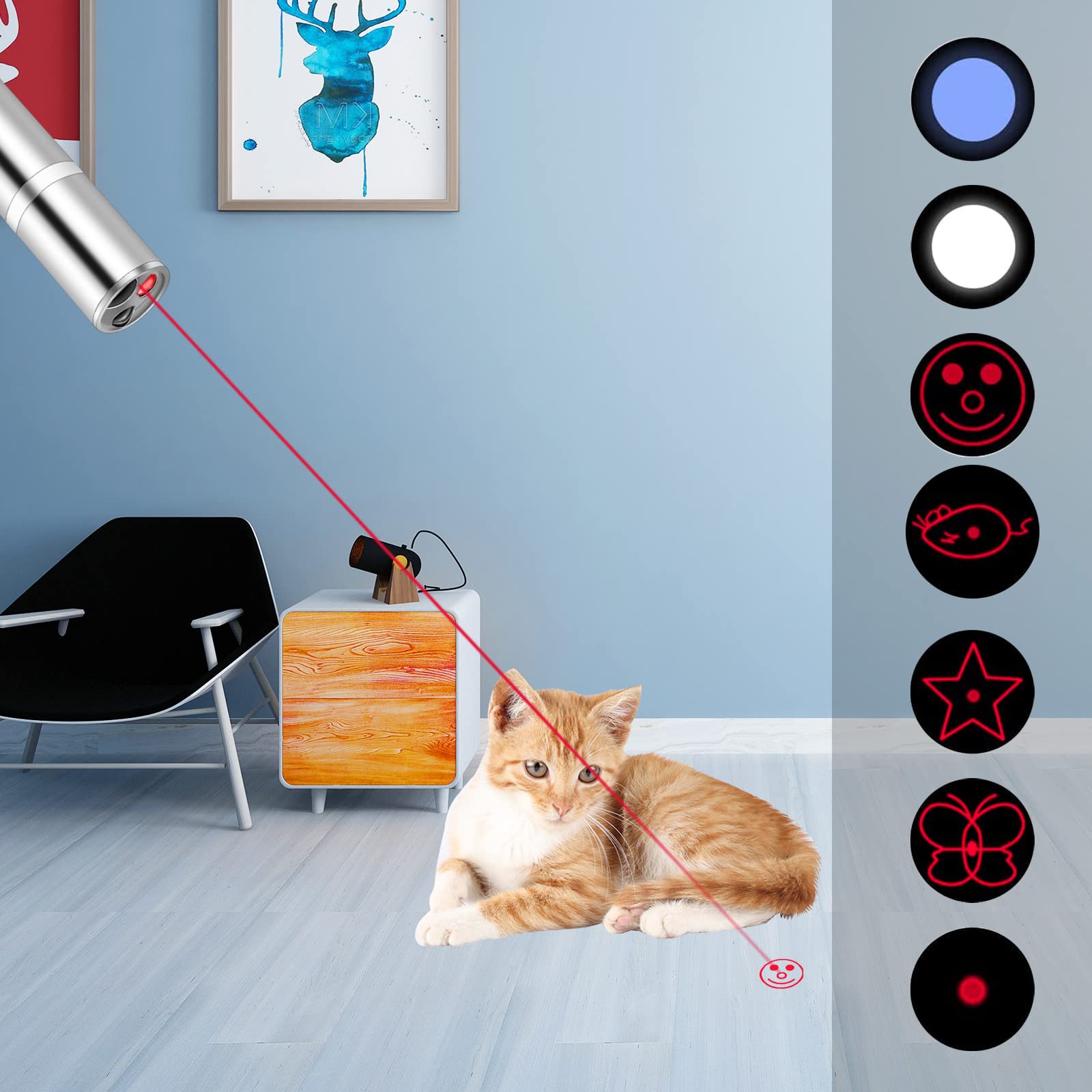 CHUQIANTONG cat toy laser pointer compact size fits in pocket or bag.