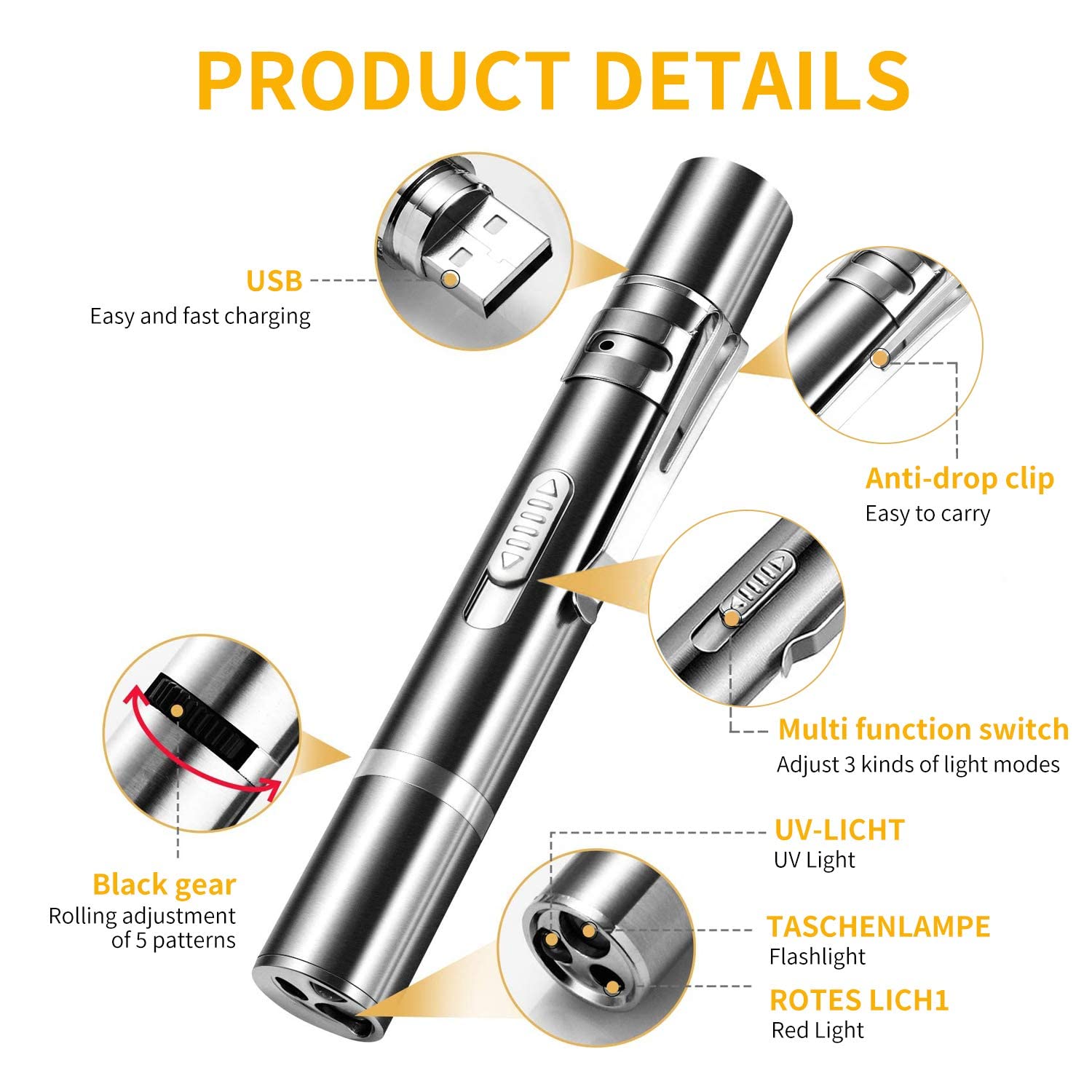 CHUQIANTONG cat toy laser pointer USB charging enables easy recharging on the go.