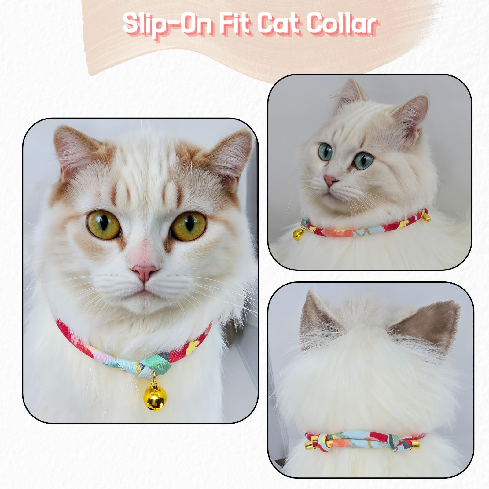 ChurroPet Aurora adjustable-fit closeup illustrates kitten-to-adult sizing with sliding knots.