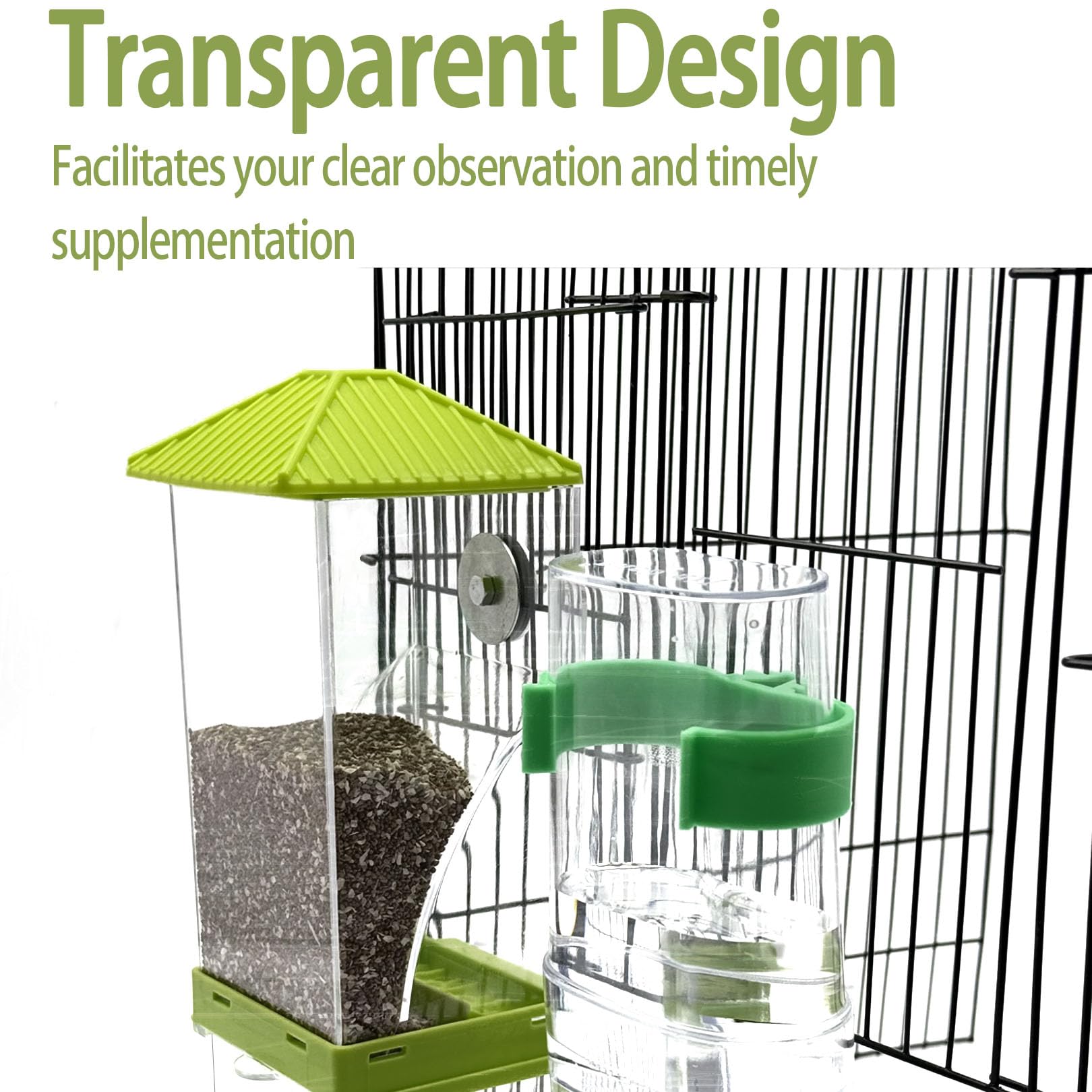 Chuyouan diseño transparente facilita ver alimento y agua.