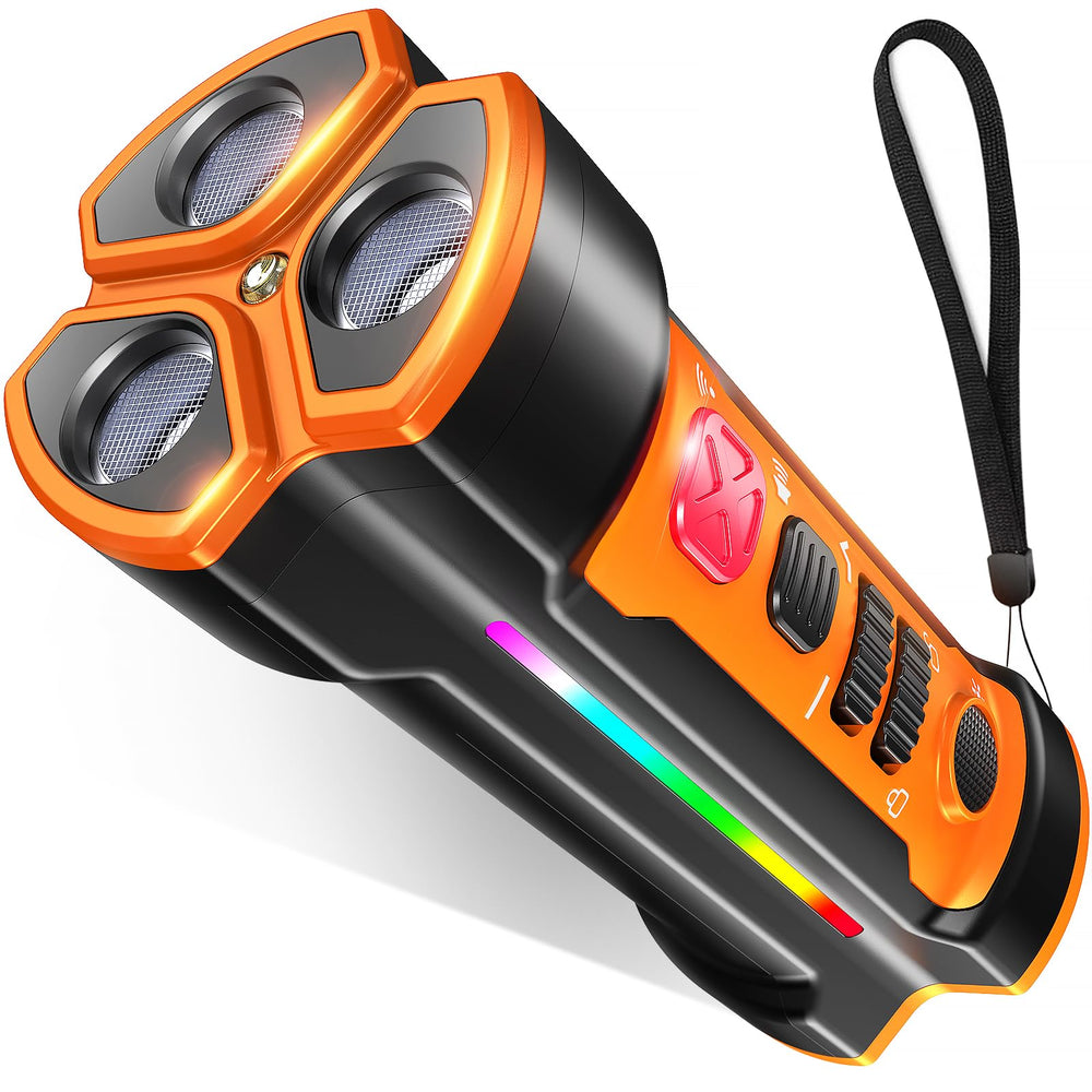 Chwwen dog bark deterrent 55ft range front view shows three-head design for controlled outdoor training