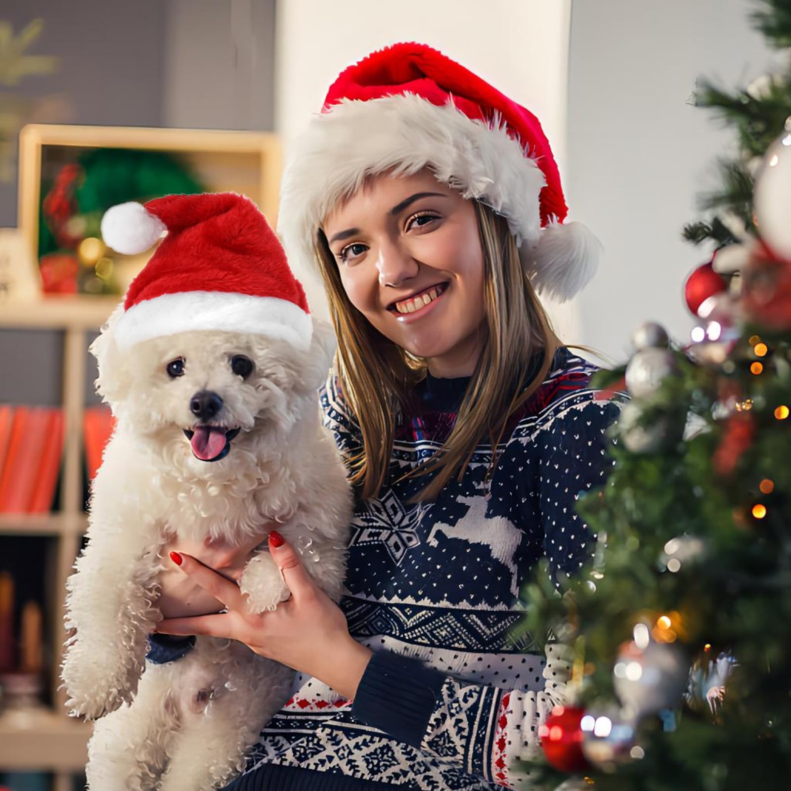 CIATBYYJ mini Santa hat size guide with small-dog fit