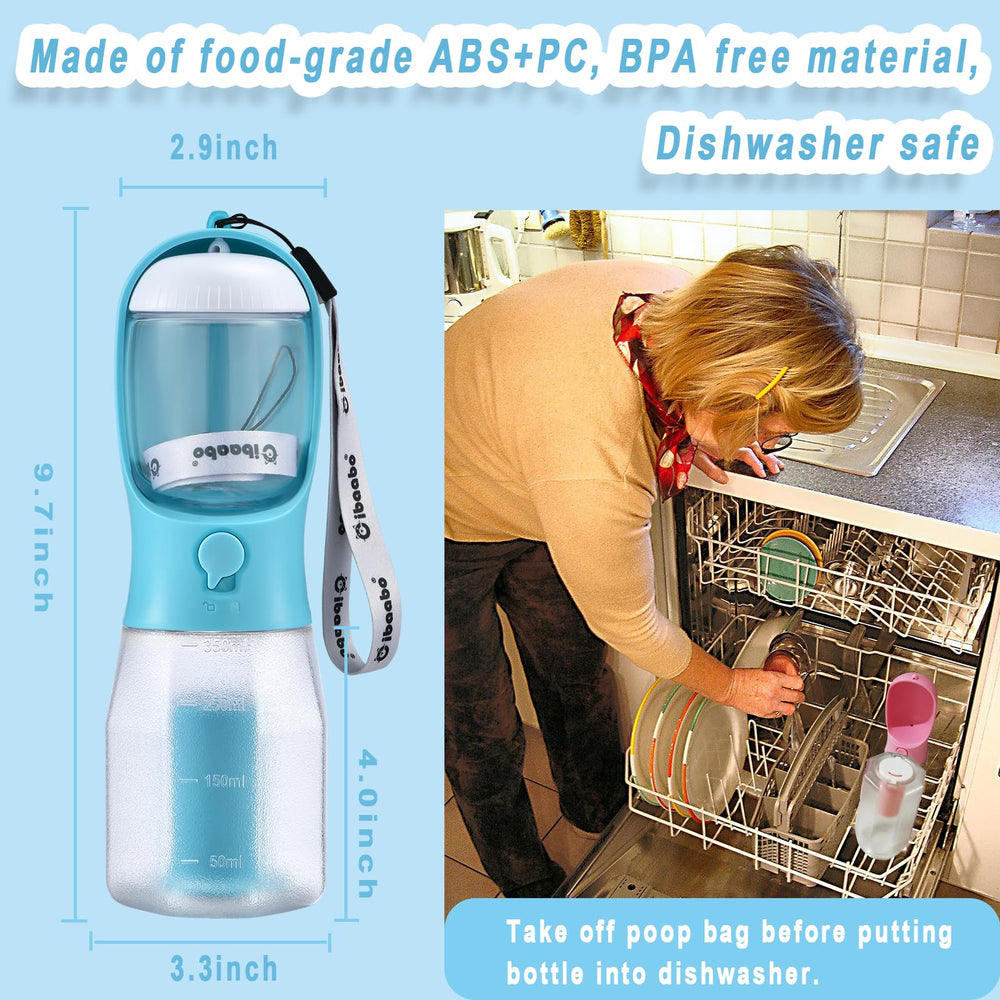 Cibaabo dog bottle in action during walking or hiking sessions.