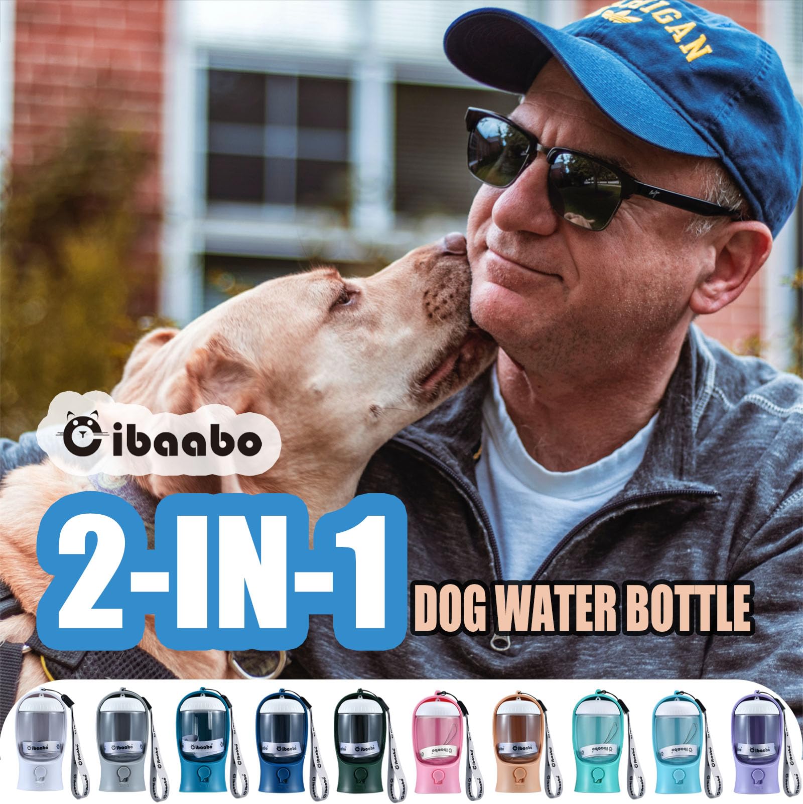 Cibaabo dog water bottle leak-proof lock demonstrated for spill-free hydration