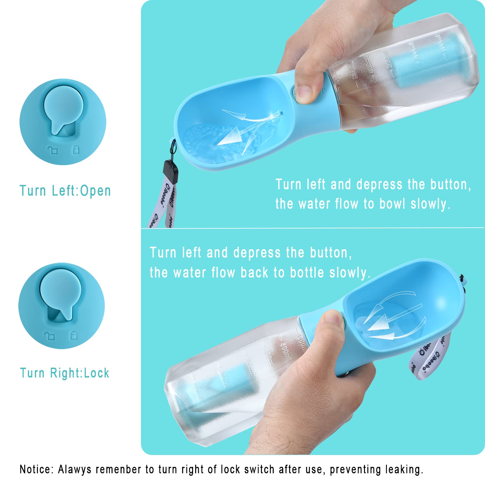 Cibaabo leak-proof lock prevents spills during transport and use.