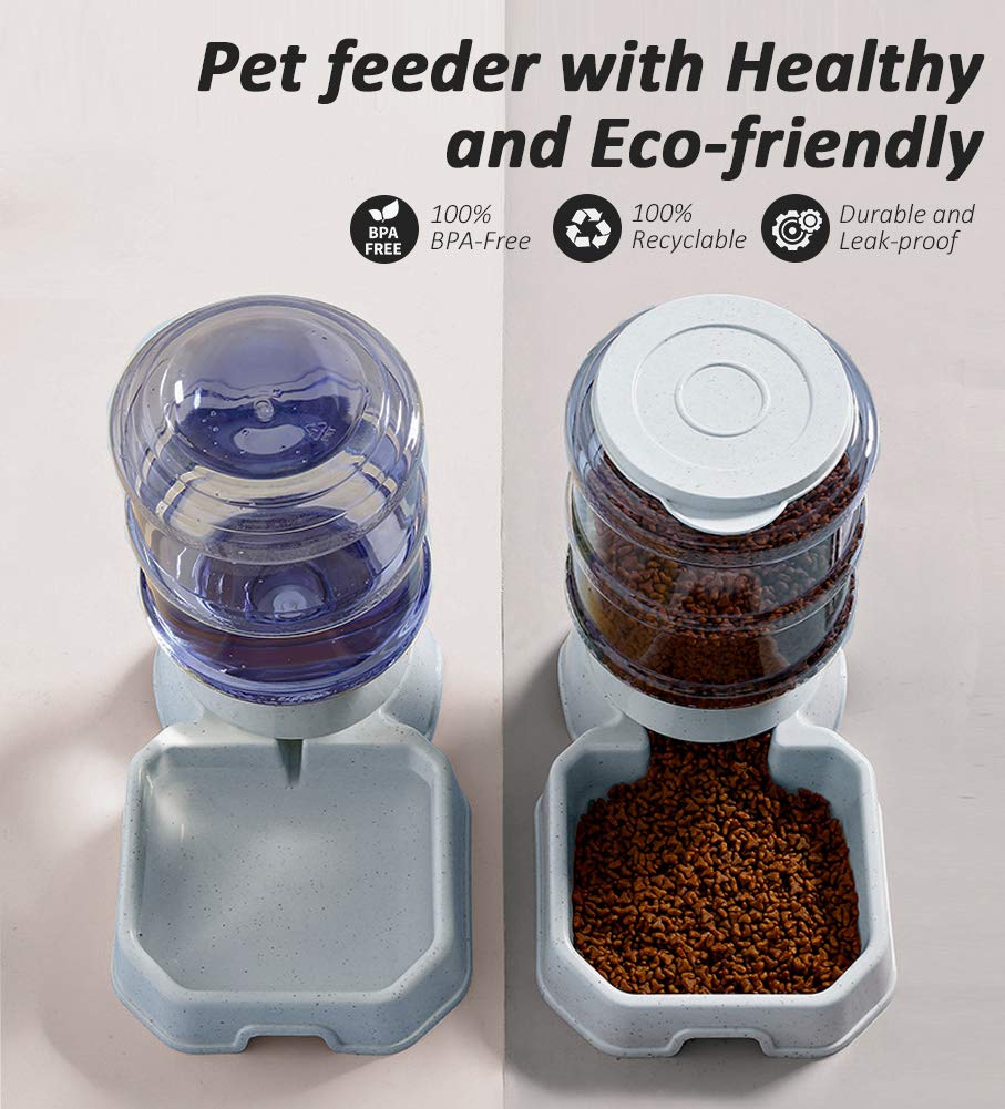 Ciconira gravity refill mechanism demonstrates automatic water and food supply for pets.