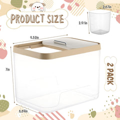 CIEOVO clear pet storage bin with measuring scoops for precise portions.