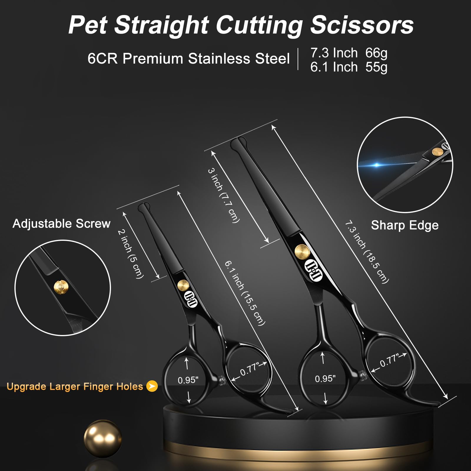 CIICII 6.1 inch straight scissors for precise pet trimming at home