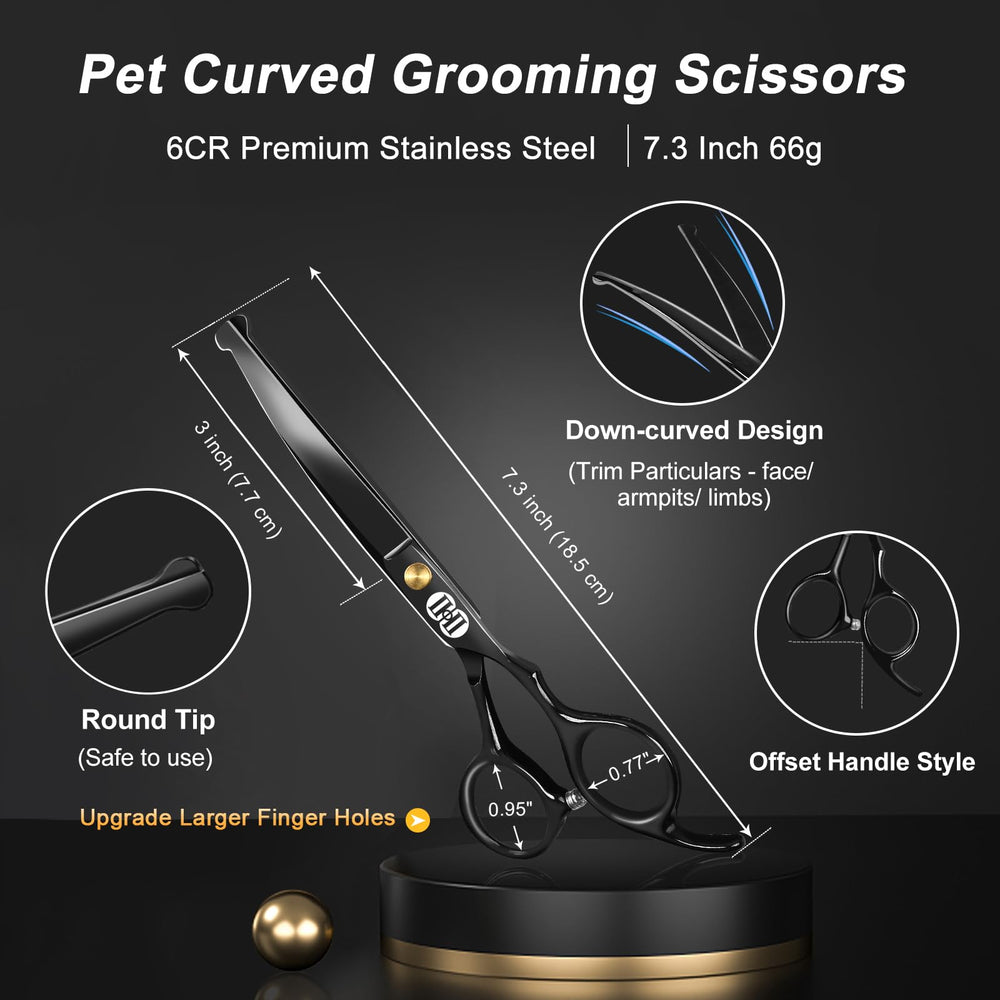 CIICII 7.3 inch down-curved scissors for shaping coats