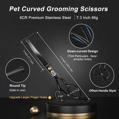 CIICII 7.3 inch down-curved scissors for shaping coats