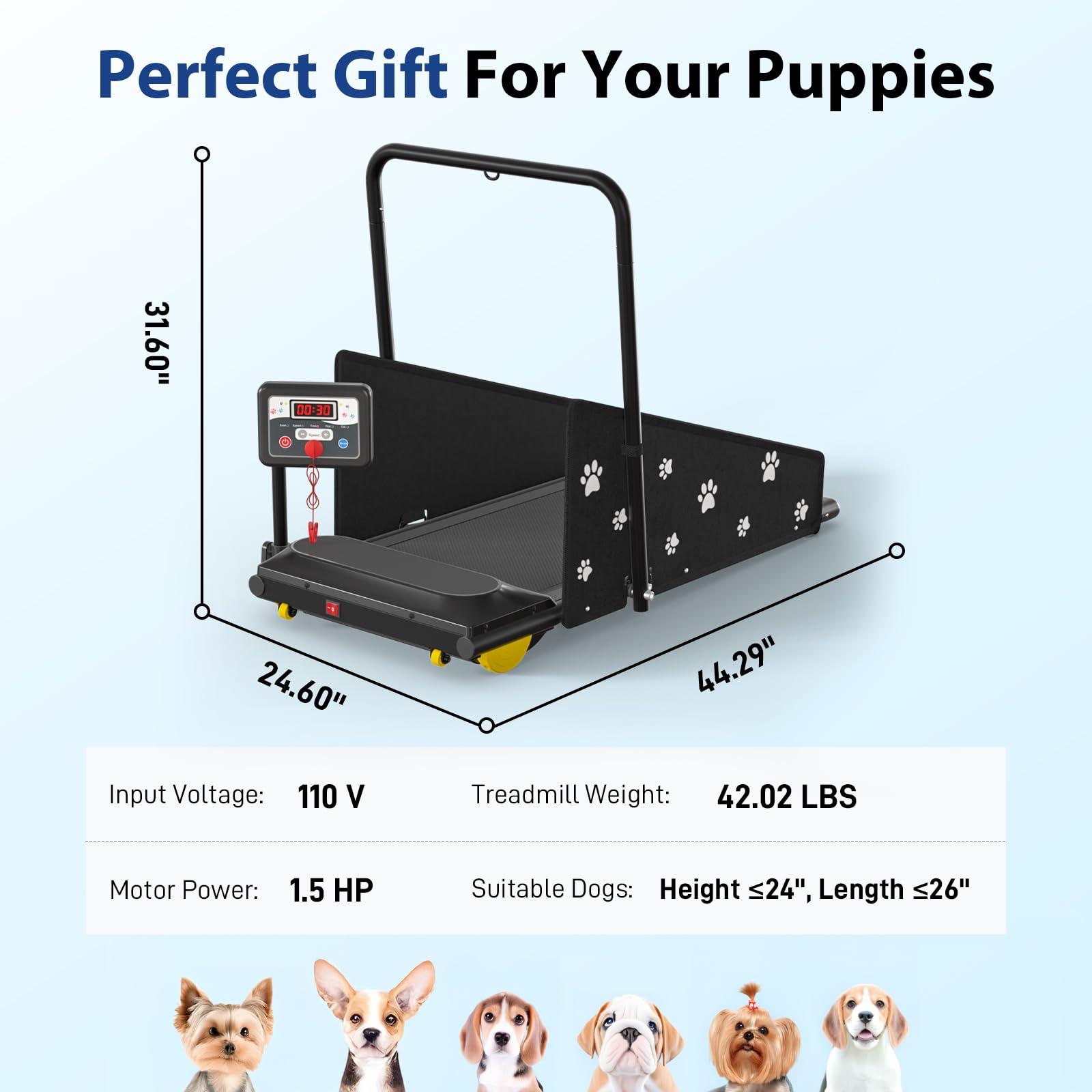 CIIHI C dog treadmill compact storage fits under furniture.