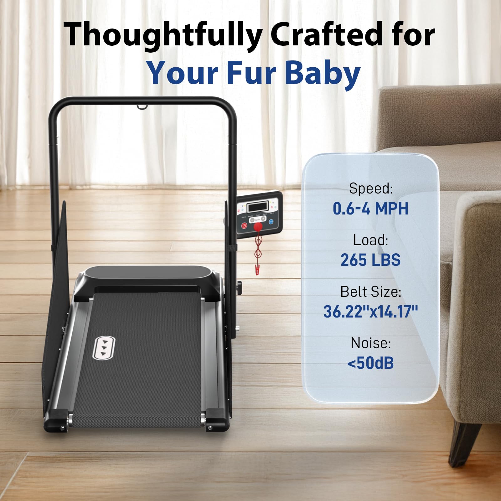 CIIHI C dog treadmill wheels make moving easy.