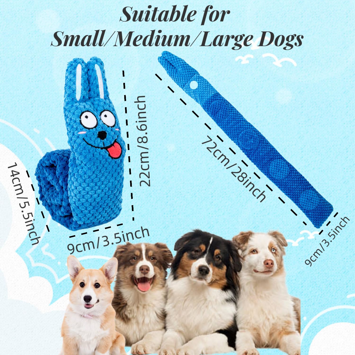 CIIVURR blue rabbit corduroy surface aiding gentle dental-like cleaning