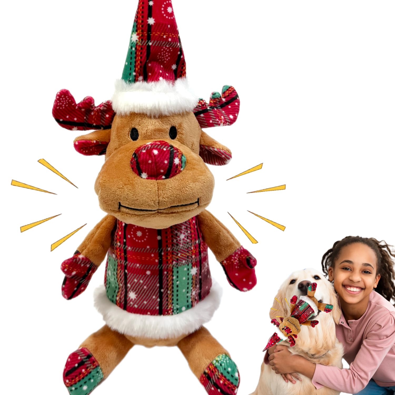 CIIVURR Christmas squeaky toy with crinkle for interactive play.