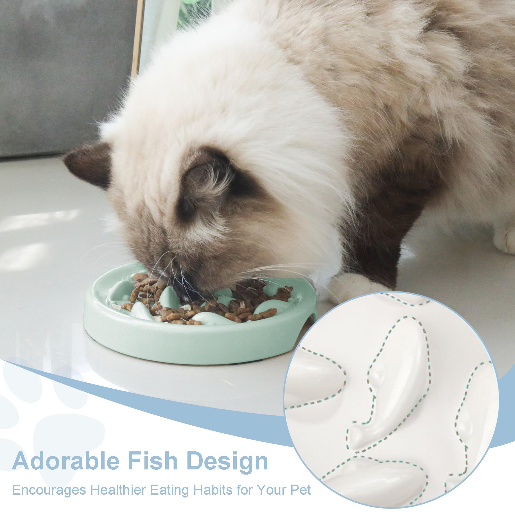 Cilkus 6.2-inch diameter slow feeder bowl sized for most cats and small dogs.
