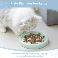 Cilkus slow-feeder bowl green side view reduces gulping and aids digestion with its puzzle design.