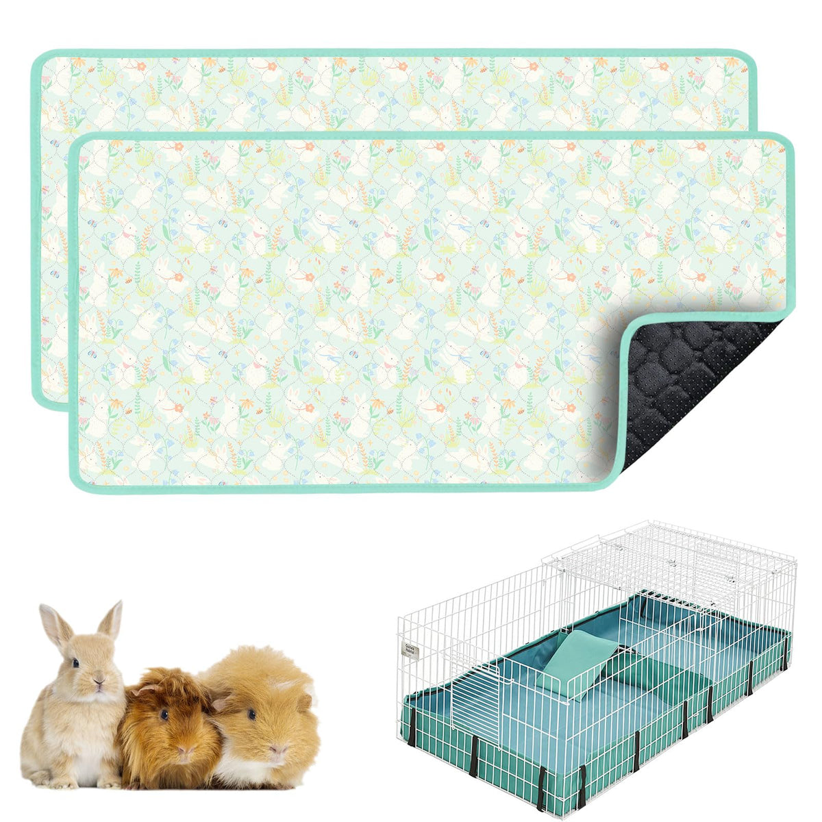 Cimiycob guinea pig bedding 2pack 24x49 liners for a soft, clean living space.