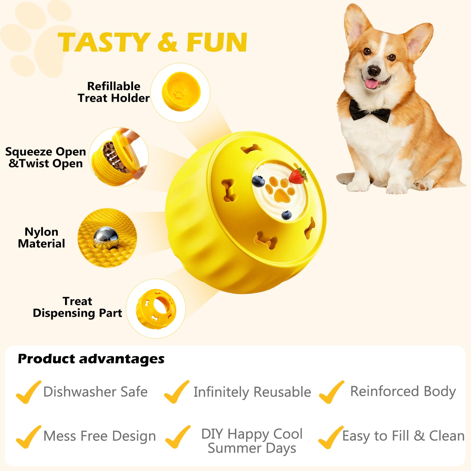 Cimolea dog frozen treat toy durable-nylon closeup highlights safe materials.