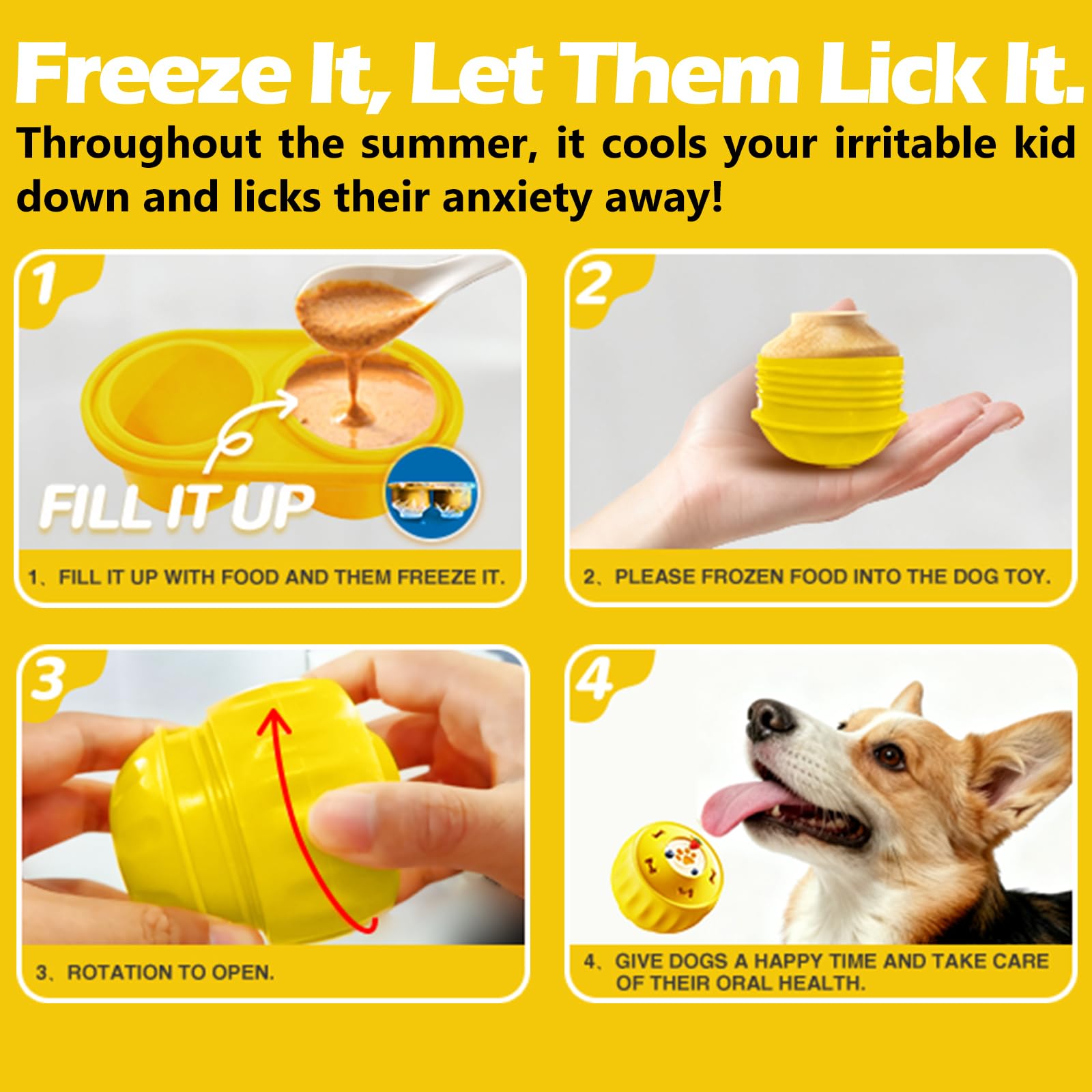 Cimolea dog frozen treat toy easy-clean surface shines after use.