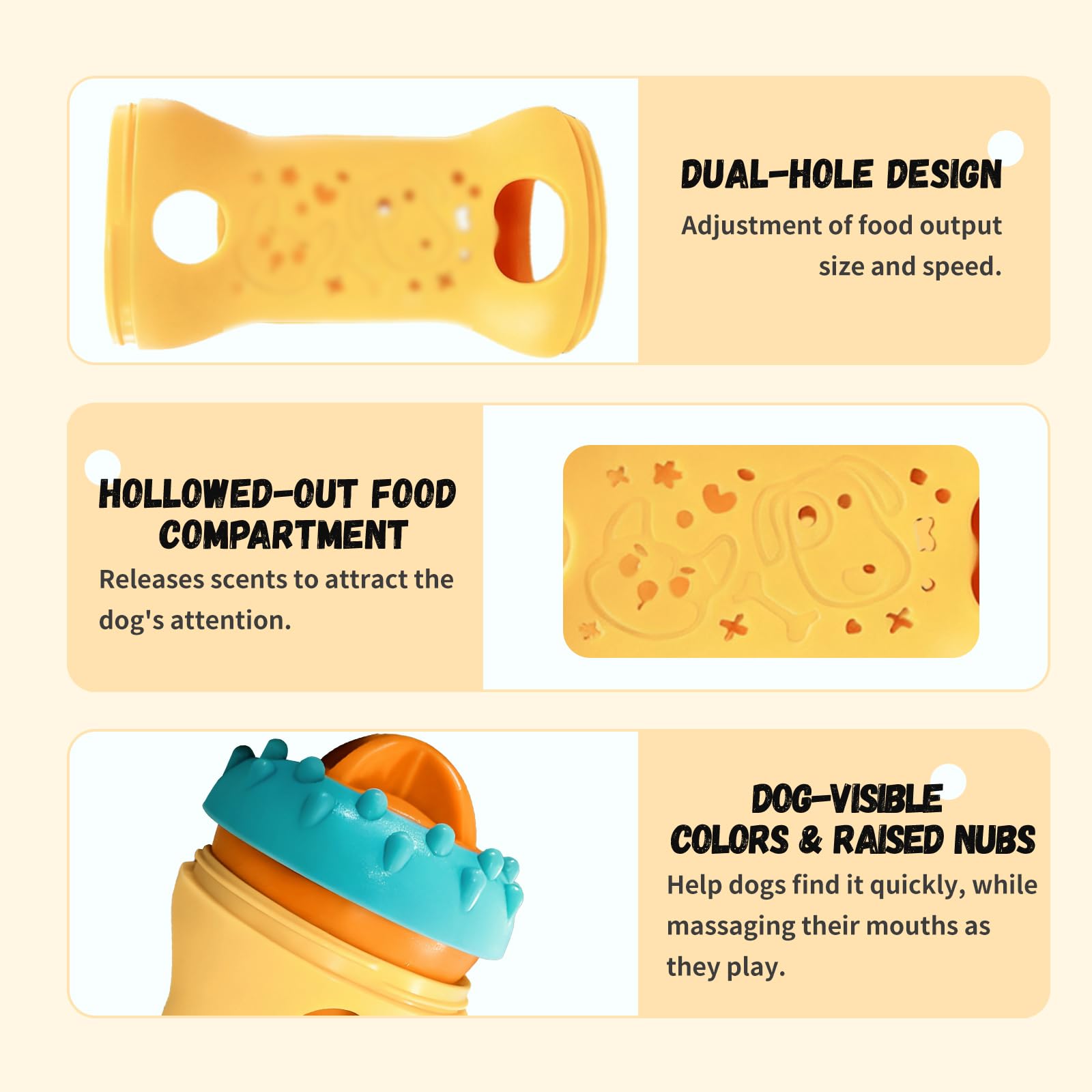 Cimolea Dog Puzzle Toy roll-action keeps dogs moving and thinking during playtime.