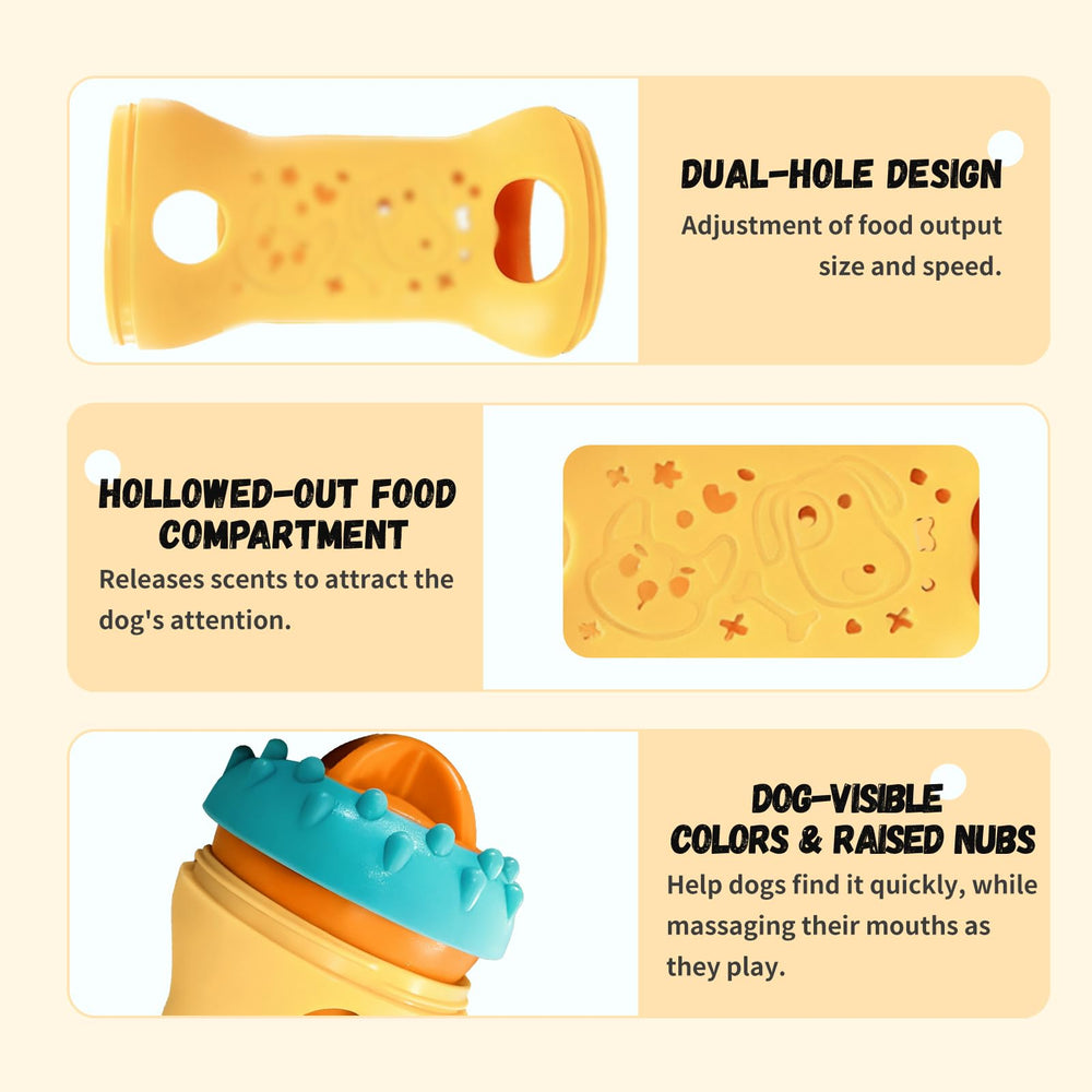 Cimolea Dog Puzzle Toy roll-action keeps dogs moving and thinking during playtime.