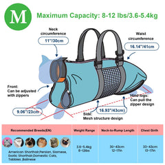 Cinf cat grooming bag blue rear zippers offer flexible paw access