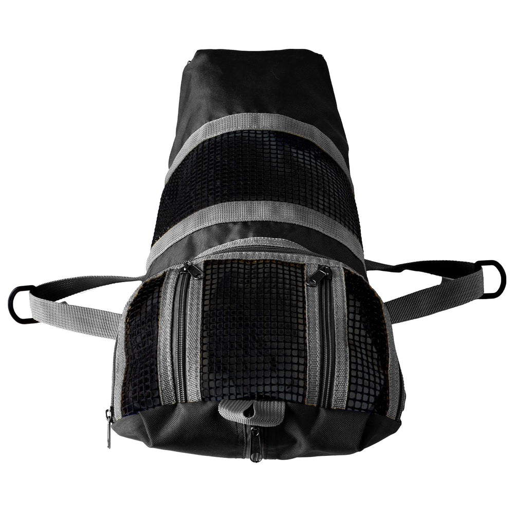 Cinf cat grooming bag side view shows roomy interior for cats