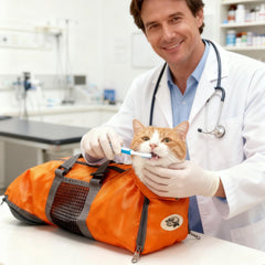 Cinf cat grooming bag zipper detail enables quick access to paws during grooming and nail trimming