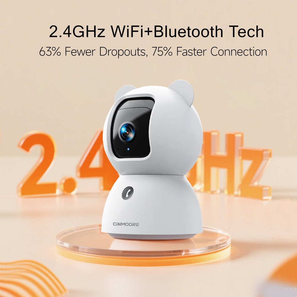 CINMOORE 2.5K pet camera PTZ controls let you adjust viewing angles remotely.