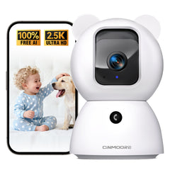 CINMOORE 2.5K pet camera wide-angle view for comprehensive indoor monitoring of pets.