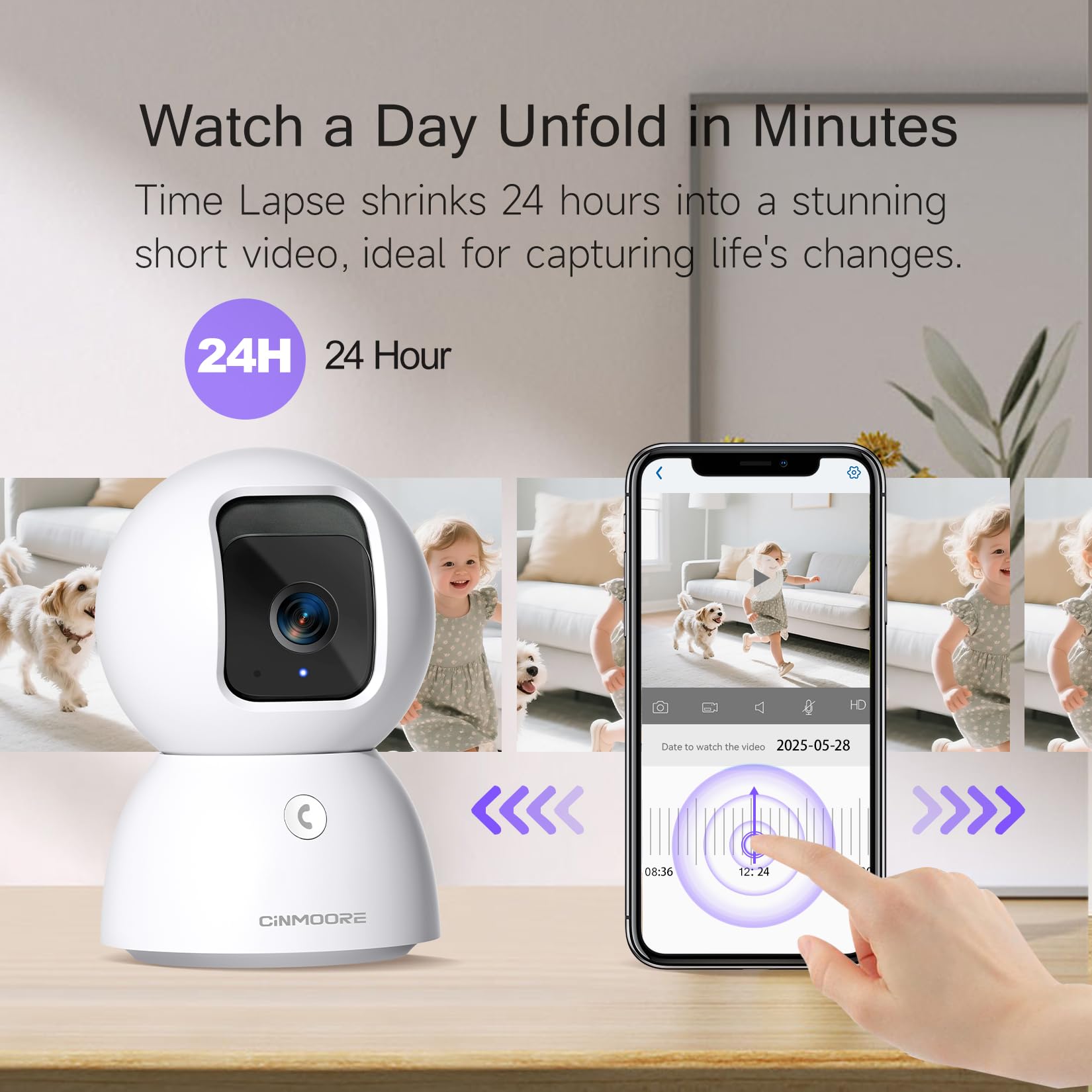 CINMOORE PTZ zoom and pan control for wide room coverage.