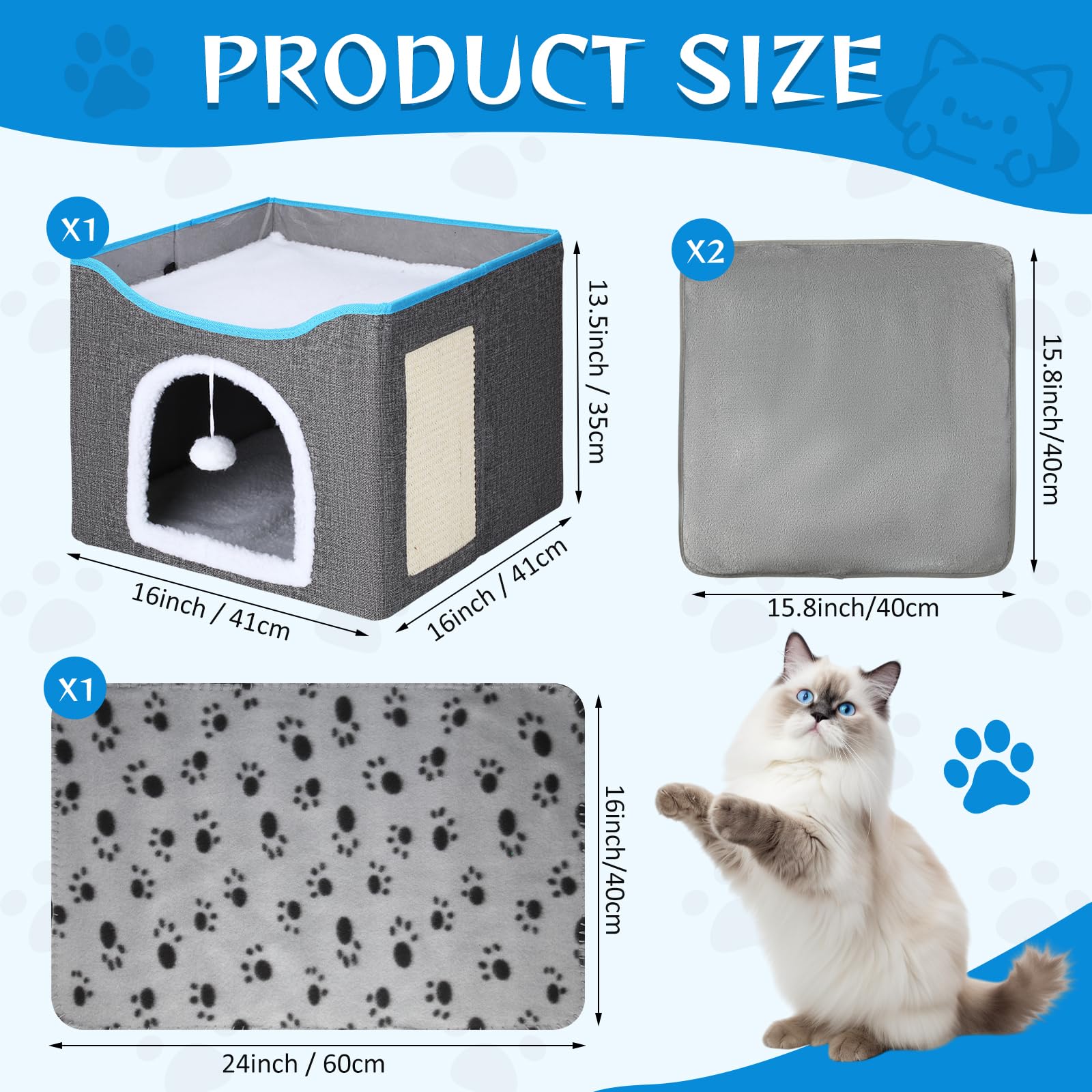 Cinnvoice cat house two-tier design offering enclosed cave and open lounging