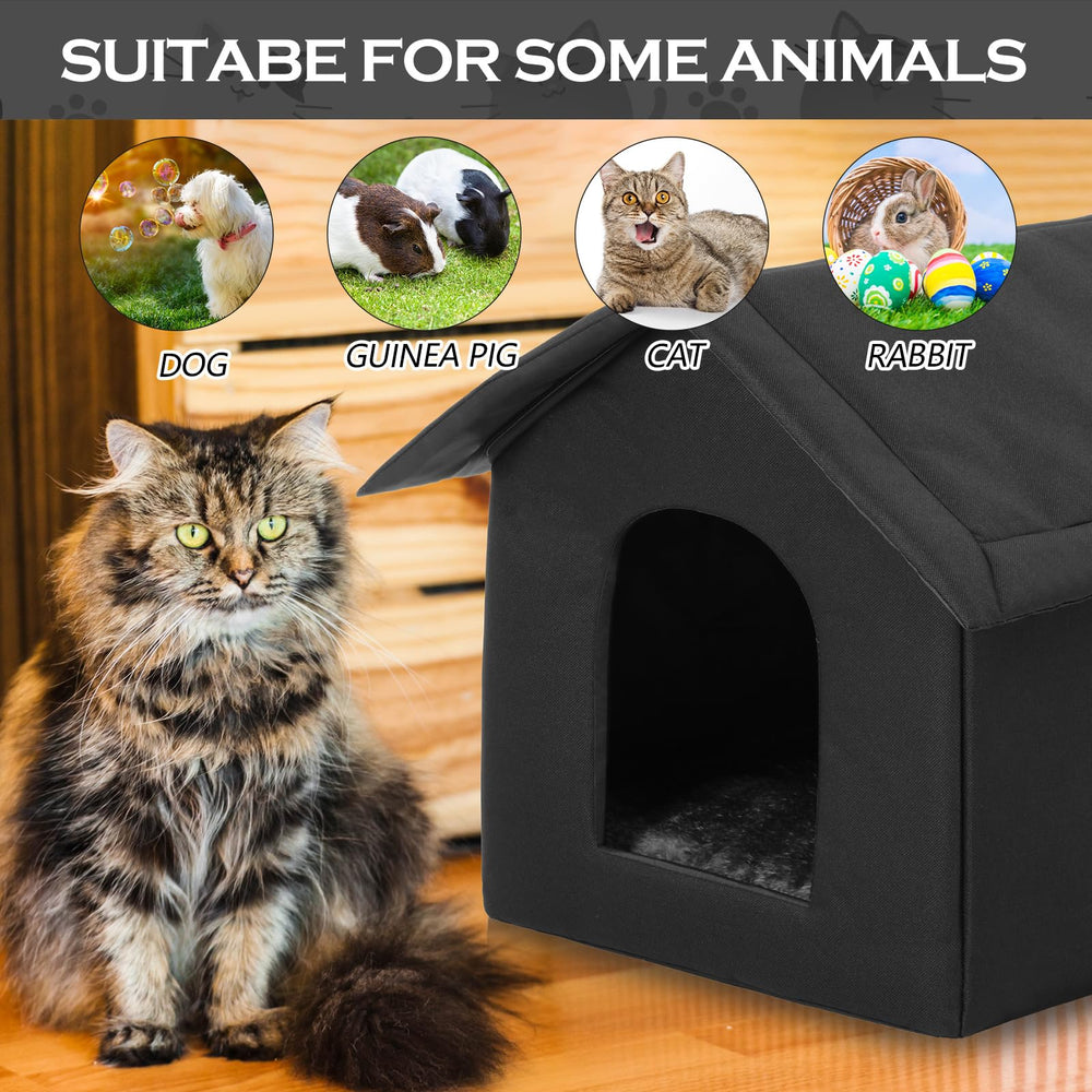 Cinnvoice cat shelter front view highlights enclosed windproof space.