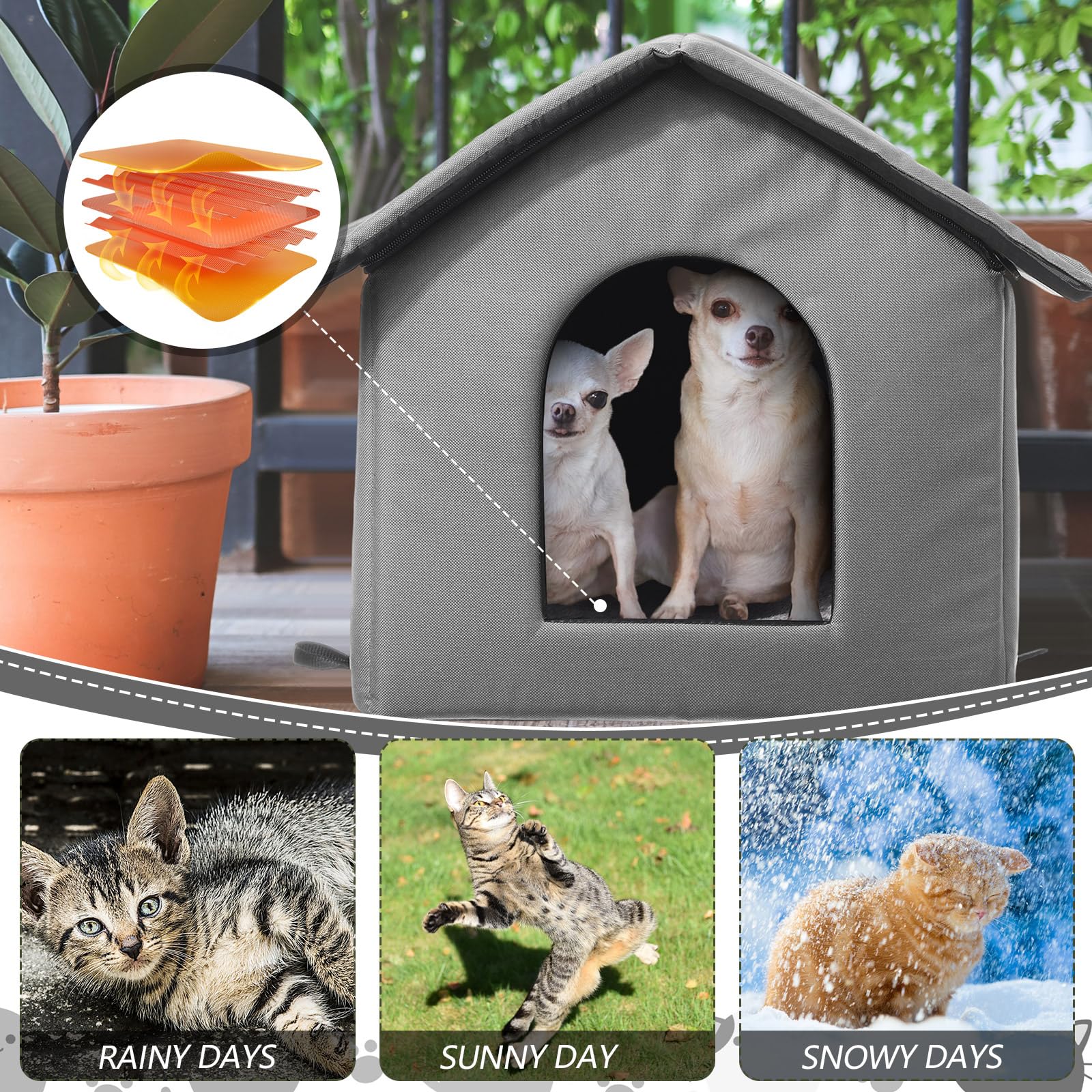 Cinnvoice multi-use outdoor pet house gray, suitable for cats, small dogs, rabbits.