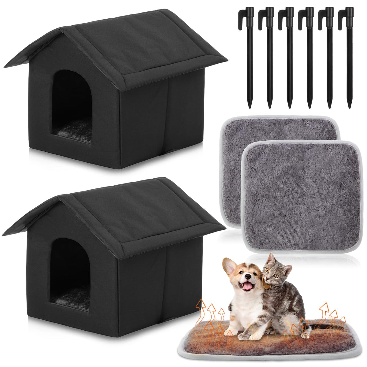 Cinnvoice outdoor cat shelter waterproof shell keeps pets dry during rain and snow.