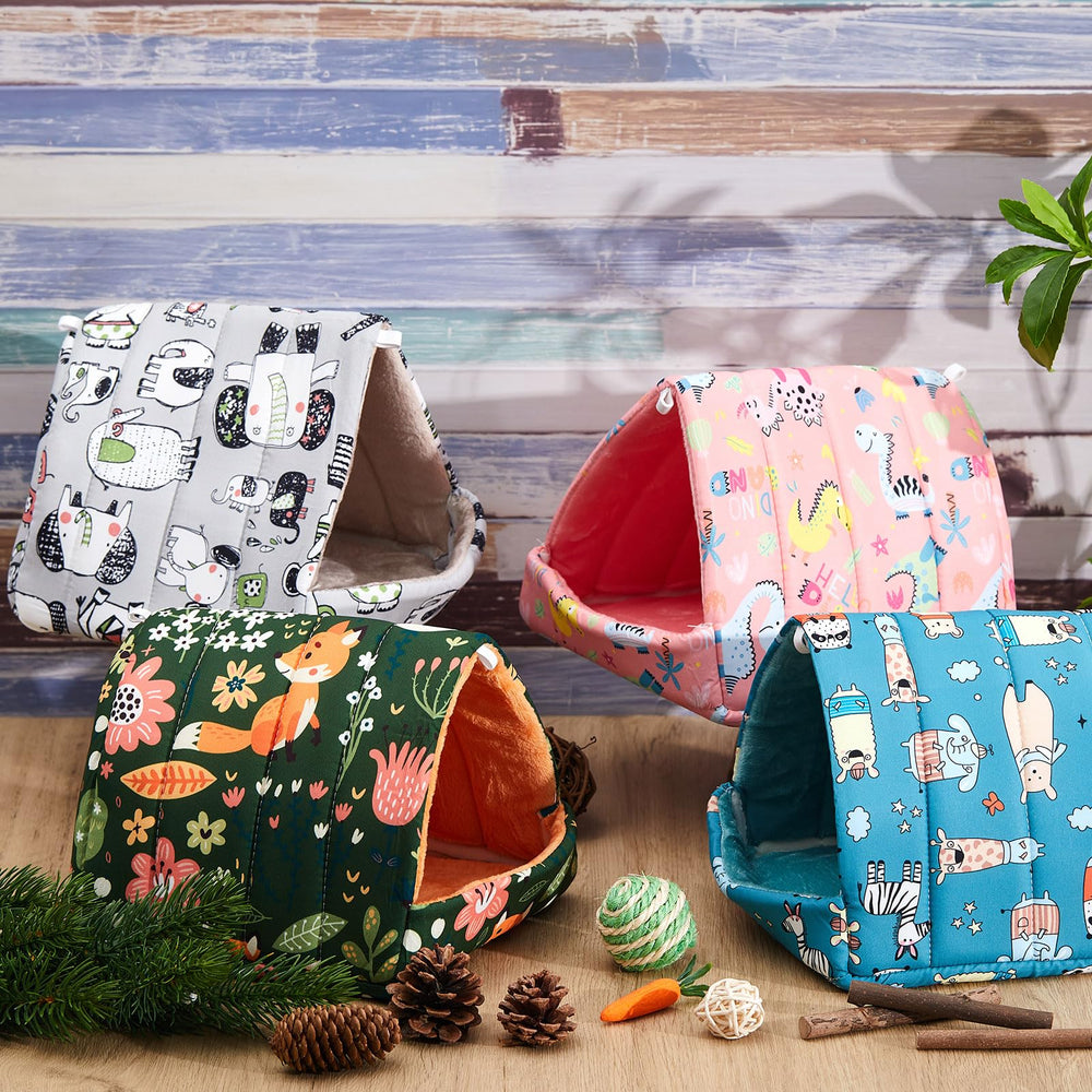 Cinnvoice Wonder Tale guinea pig shelter 2 with bright pattern for quick bed swaps