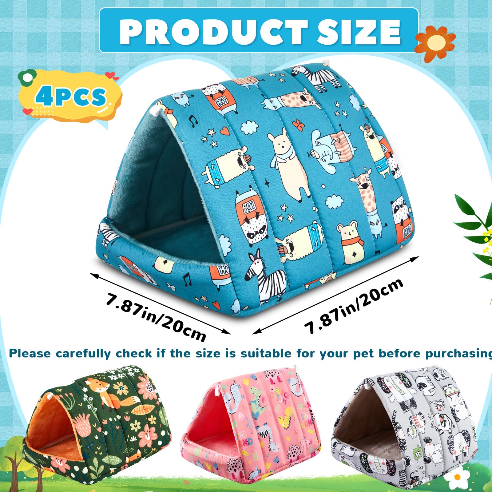 Cinnvoice guinea pig bed tunnel with soft PP cotton for warmth and comfort