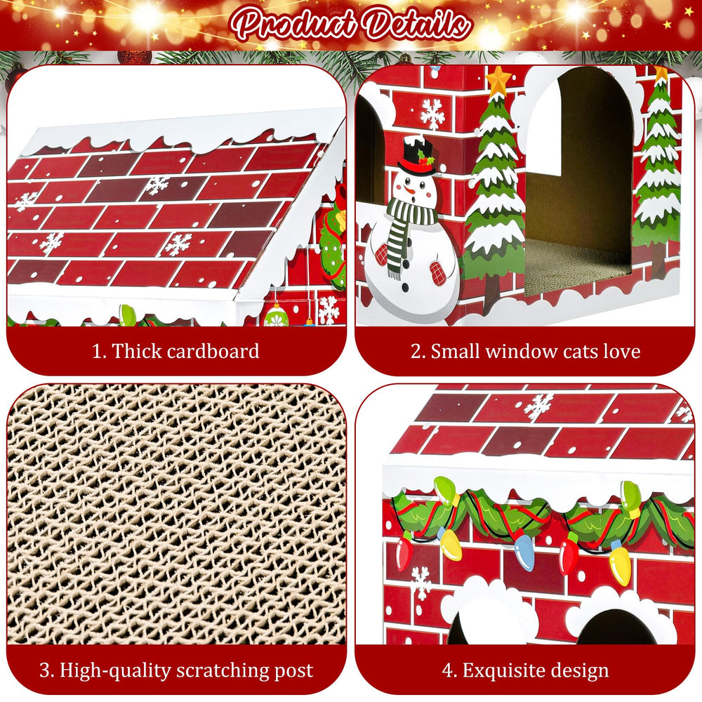 Cinrobiye Christmas cat house assembly shows quick 3-piece setup convenience.