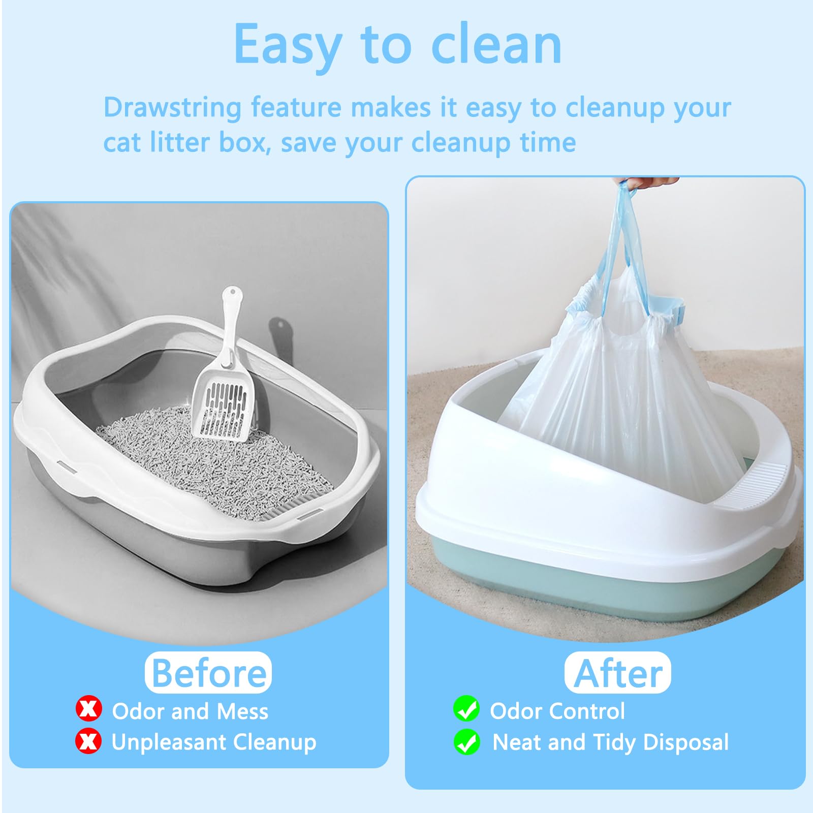 CIOKIT extra-thick durable liner keeps litter waste contained and leak-free.